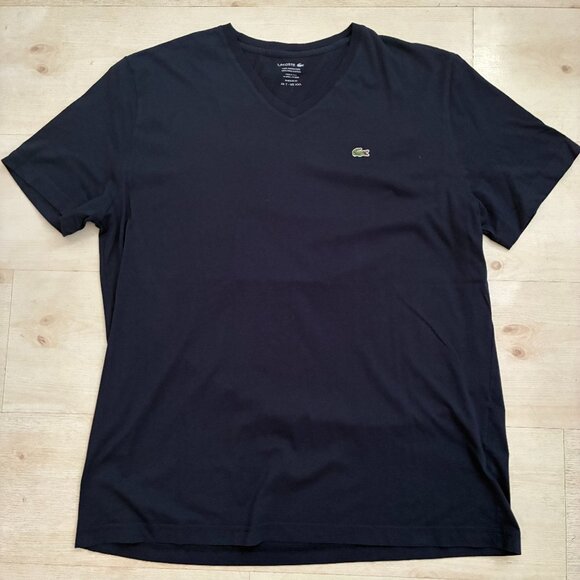 Lacoste Other - Lacoste Men's Navy-Blue Pima Cotton V-Neck T-Shirt Size 7 (2XL) (NWOT)